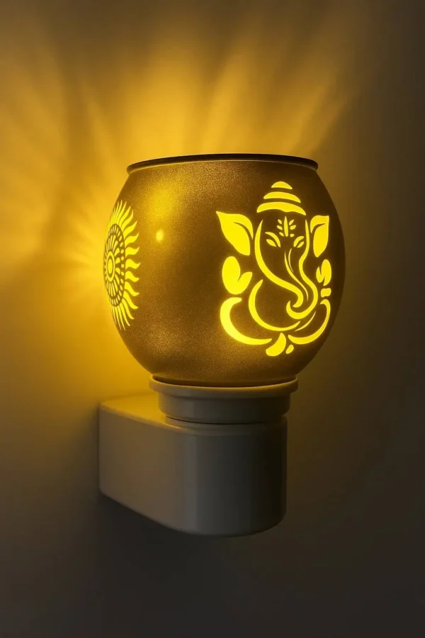 Kapur Dani Electrical Camphor Diffuser. Glass Kapoor Dani & Essential Oil Diffuser with On Off Switch to Toggle Between Burner & Lamp(Multi DEISNG| Pack of 1)